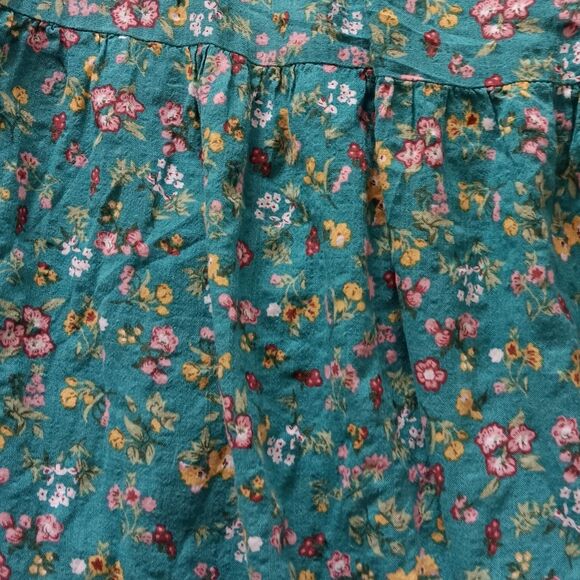 Maxi Floral Dress Women 3XL Strappy Teal Flowy Cotton Lightweight Boho Peasant - Picture 10 of 10